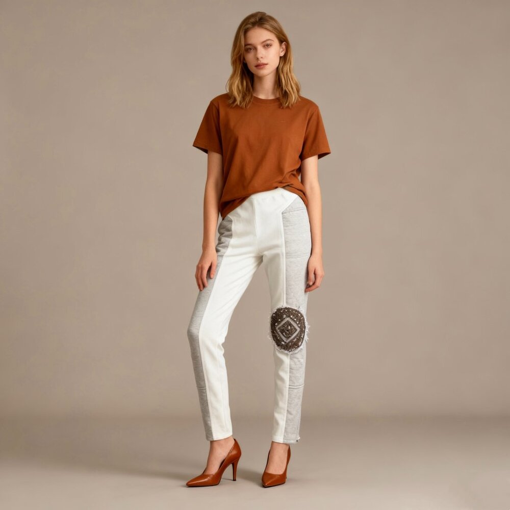 Aje Linen Blend Beads Women's Tight Stretch Pants Size 8